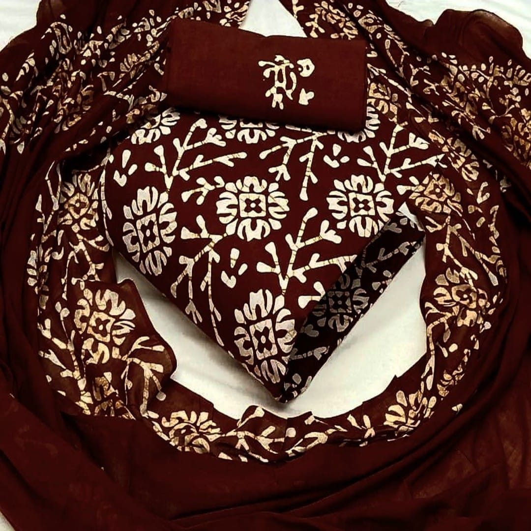 Unstitched Cotton Mom Batik Three piece Collection For Women