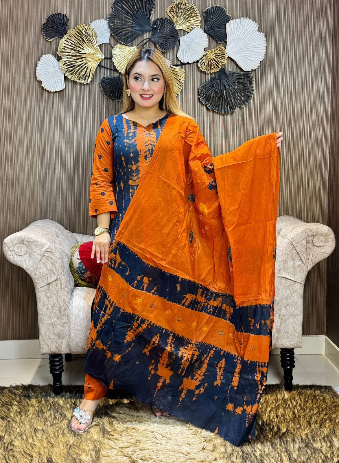 আনস্টিচ প্রিমিয়াম কটন দেবদাস বাটিক থ্রি-পিস