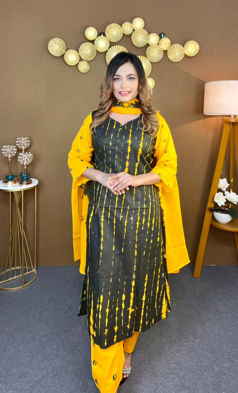 আনস্টিচ প্রিমিয়াম কটন দেবদাস বাটিক থ্রি-পিস