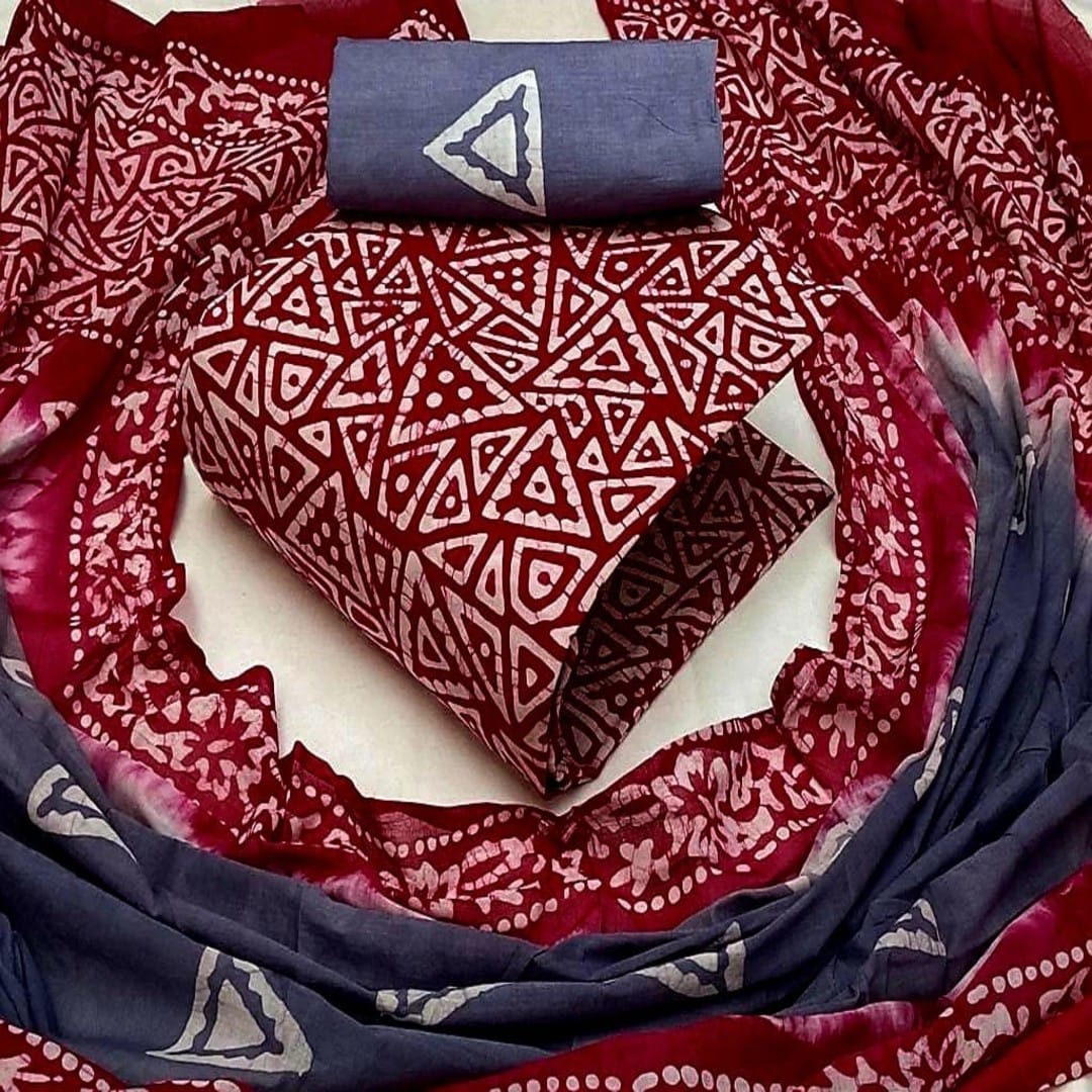 Unstitched Cotton Mom Batik Three piece Collection For Women
